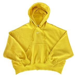 Nike Center Swoosh Pullover Hoodie Yellow Oversized Sweatshirt Men’s SZ Medium